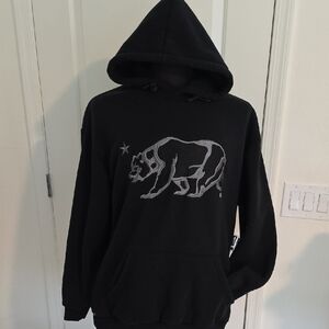 Original Deluxe Black Hoodie with Embroidered Bear Graphic